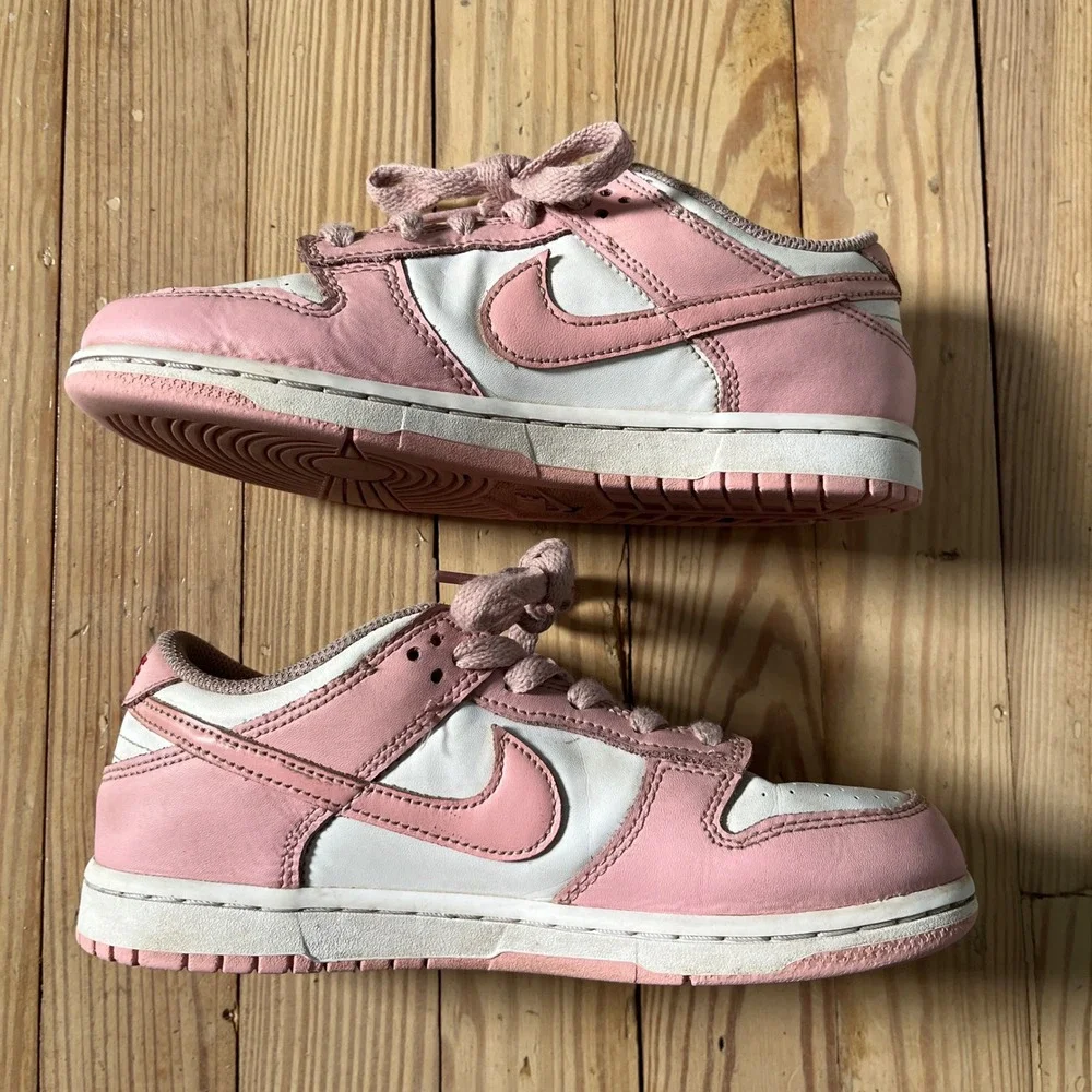 Nike Dunk Low Kids Size 3Y Pink White Leather Low Top Sneakers HV0930-100